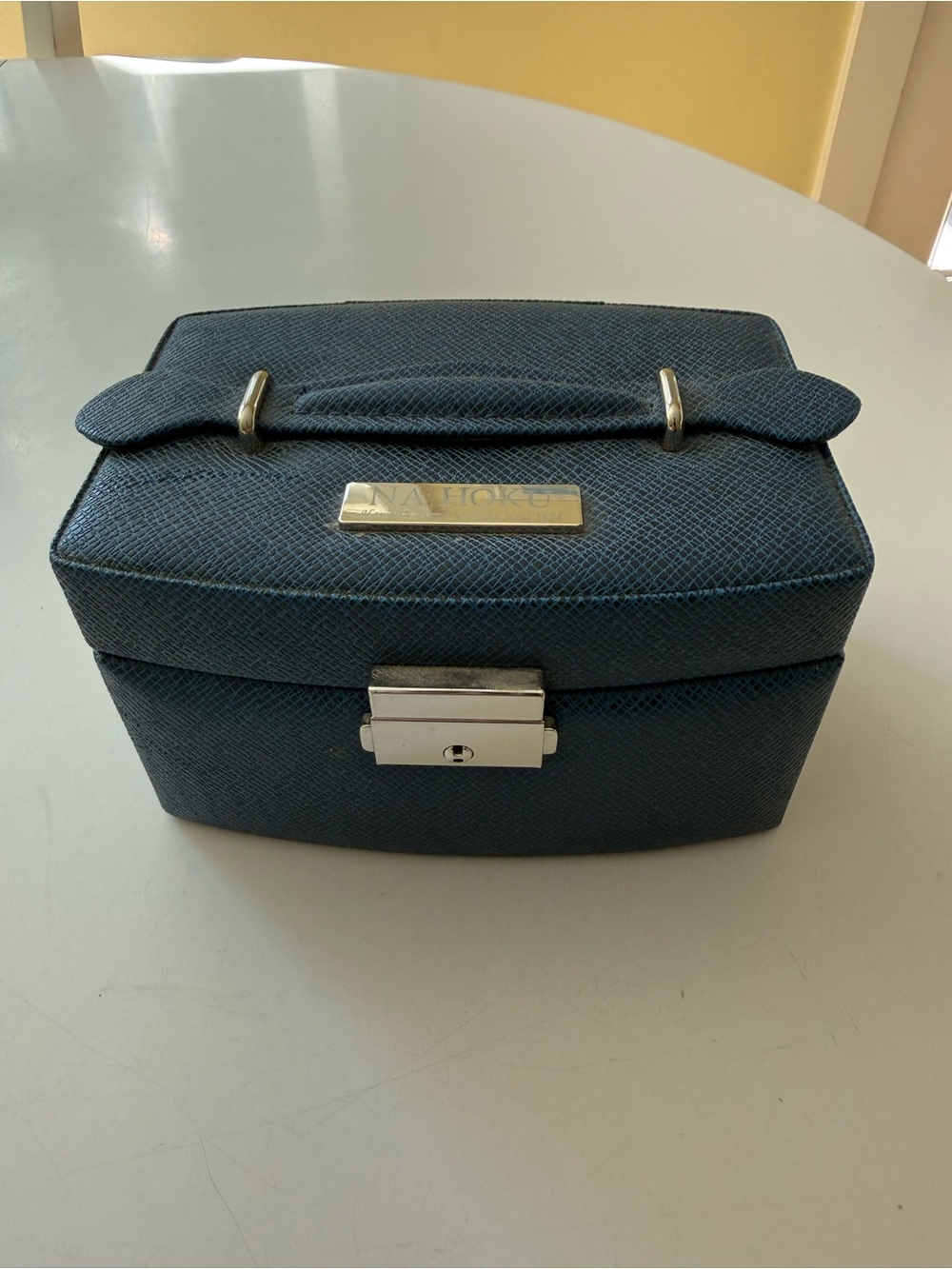Na Hoku Blue Textured Jewelry Case with Silver Hardware.  Never used.
